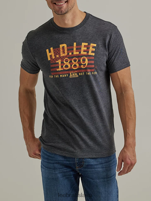 Lee oblečenie HL0J0R892 vres čierny muži Tričko s vlajkou z roku 1889