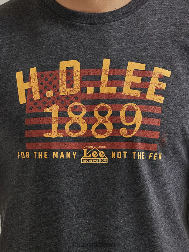 Lee oblečenie HL0J0R892 vres čierny muži Tričko s vlajkou z roku 1889
