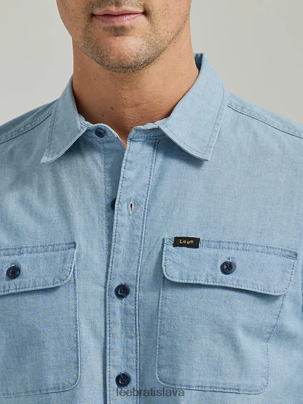 Lee oblečenie HL0J0R896 ľahké umývanie chambray muži pracovná košeľa s krátkym rukávom pre extrémny pohyb