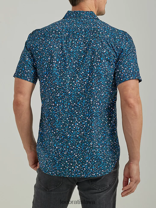 Lee oblečenie HL0J0R898 nitovaná námornícka kvetinová potlač muži extrémny pohyb krátky rukáv kvetinová pracovná košeľa