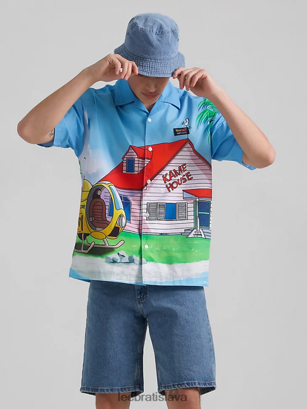 Lee oblečenie HL0J0R902 Modrá muži a dragon ball z kame house resort shirt