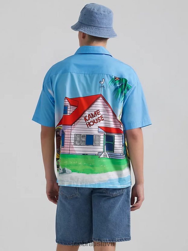 Lee oblečenie HL0J0R902 Modrá muži a dragon ball z kame house resort shirt