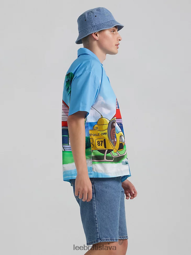 Lee oblečenie HL0J0R902 Modrá muži a dragon ball z kame house resort shirt