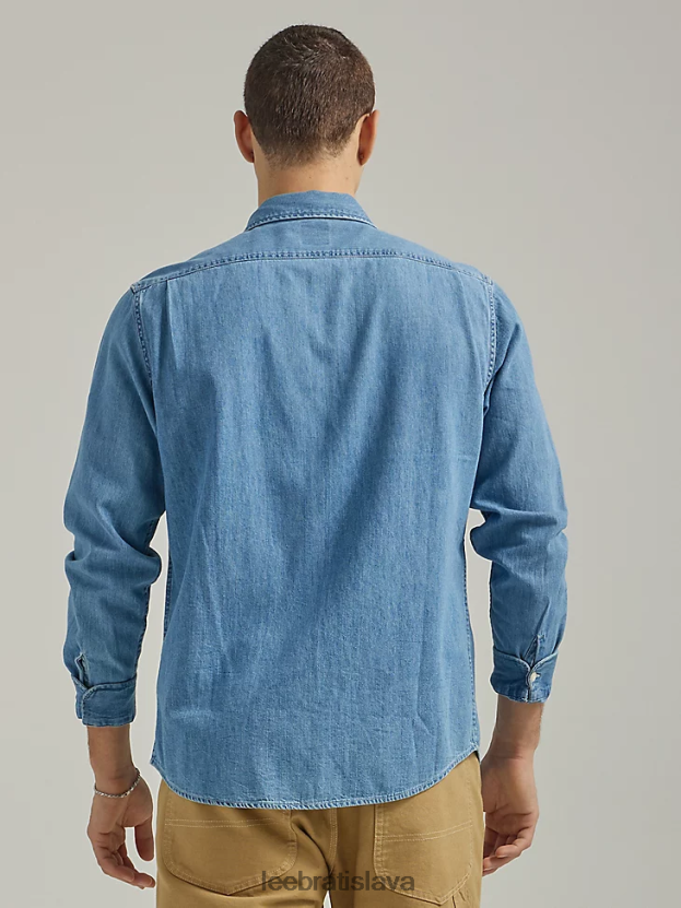 Lee oblečenie HL0J0R903 shasta modrá muži riflová pracovná košeľa uvoľneného strihu