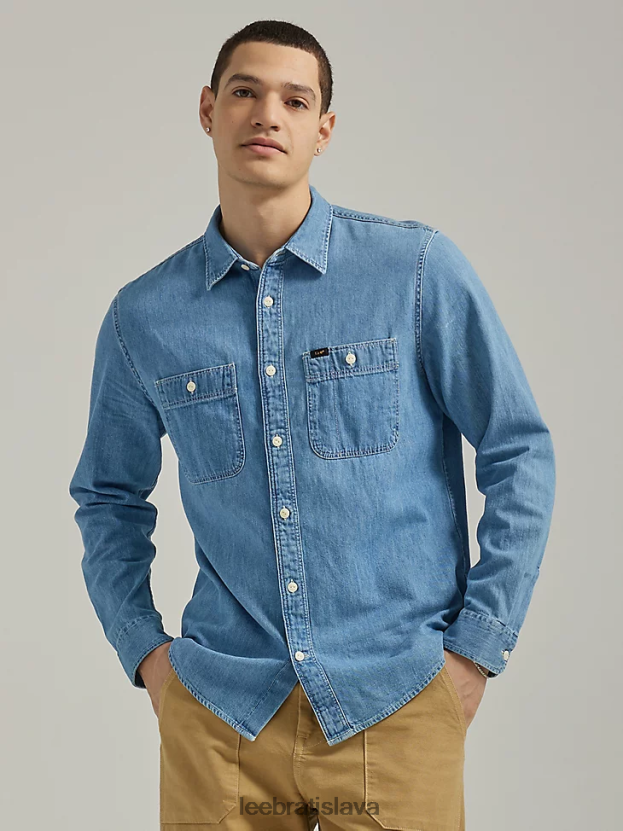 Lee oblečenie HL0J0R903 shasta modrá muži riflová pracovná košeľa uvoľneného strihu