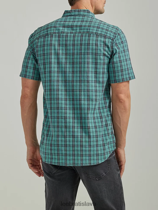 Lee oblečenie HL0J0R907 monacký pléd muži extrémny pohyb viacúčelová košeľa s krátkym rukávom tenká línia kockovaná košeľa s gombíkom