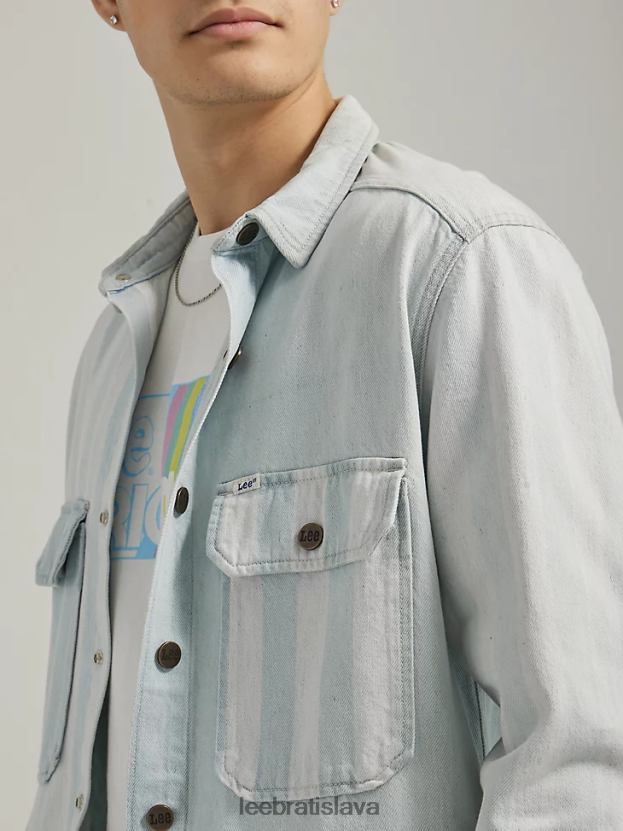 Lee oblečenie HL0J0R908 pásiková zmes muži pracovné odevy uvoľnený strih vrecko s chlopňou džínsová tielka