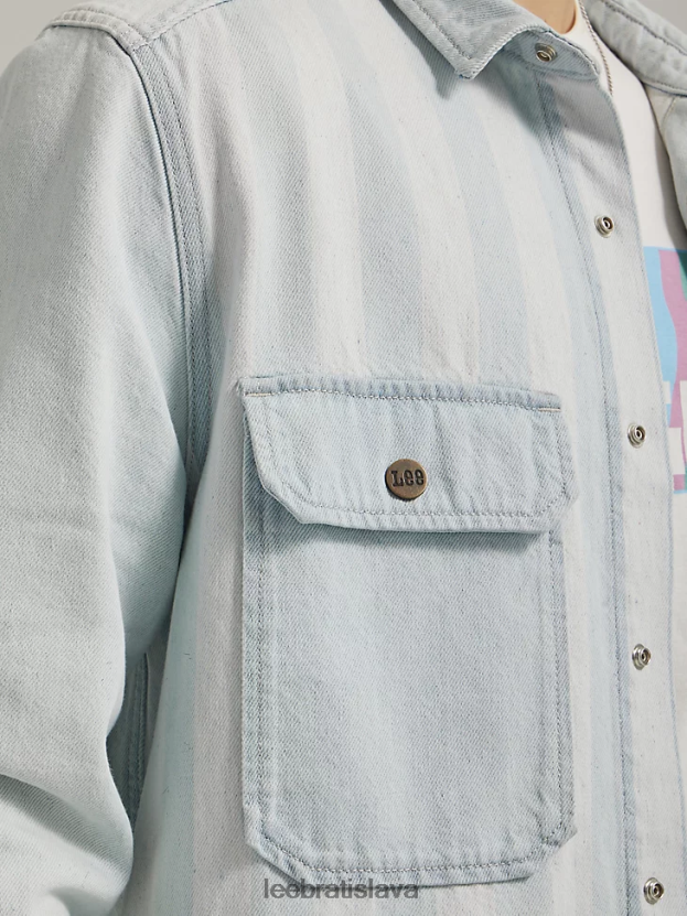 Lee oblečenie HL0J0R908 pásiková zmes muži pracovné odevy uvoľnený strih vrecko s chlopňou džínsová tielka