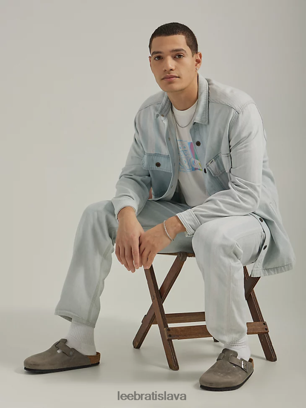 Lee oblečenie HL0J0R908 pásiková zmes muži pracovné odevy uvoľnený strih vrecko s chlopňou džínsová tielka