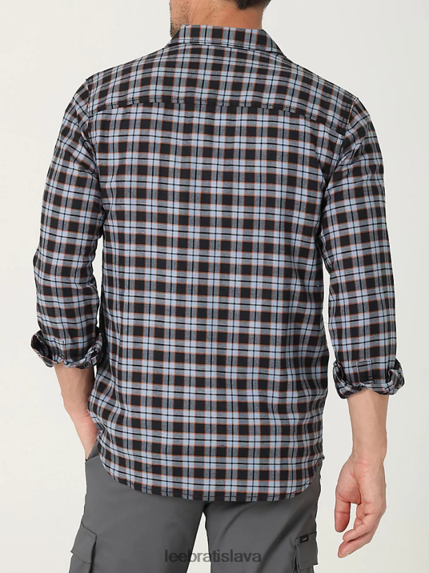 Lee oblečenie HL0J0R918 zasnený čierno-modrý pléd muži extrémny pohyb mvp klasická strečová kockovaná košeľa s gombíkmi