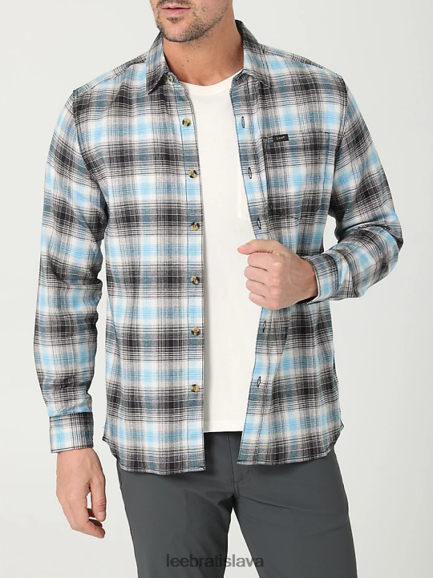 Lee oblečenie HL0J0R919 čierny biely dym calypso pléd muži extrémny pohyb mvp klasická strečová kockovaná košeľa s gombíkmi