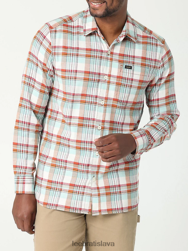 Lee oblečenie HL0J0R920 zuhoľnatený biely dym pléd muži extrémny pohyb mvp klasická strečová kockovaná košeľa s gombíkmi