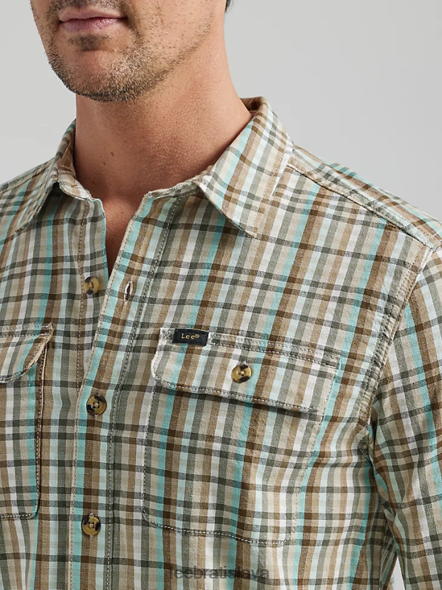 Lee oblečenie HL0J0R925 kamenný mlyn pléd muži extrémny pohyb viacúčelová košeľa s gombíkom na zapínanie