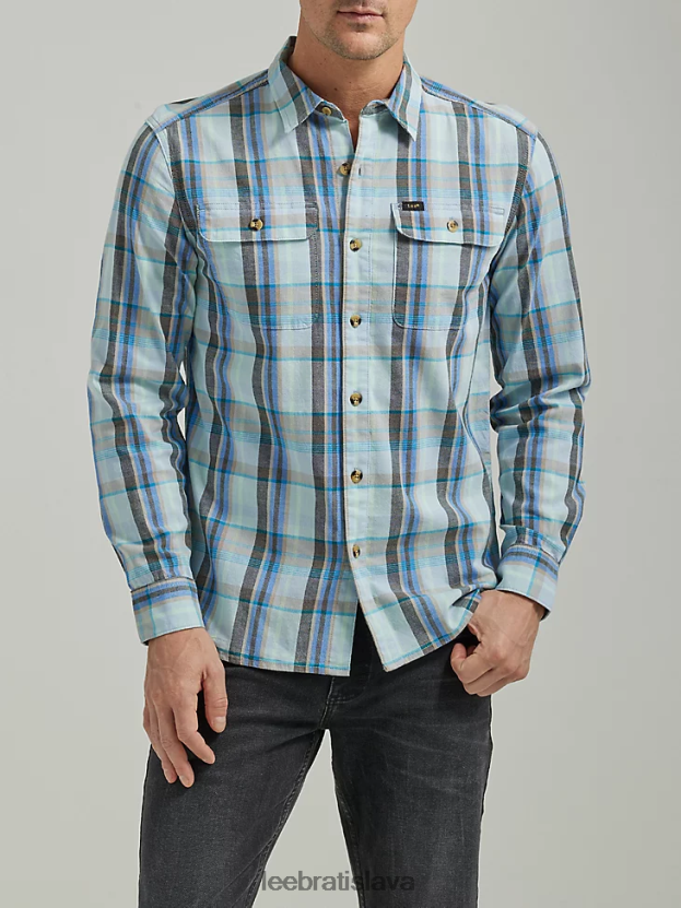 Lee oblečenie HL0J0R926 hríbový pléd z morských pohárov muži extrémny pohyb viacúčelová kockovaná robotnícka košeľa