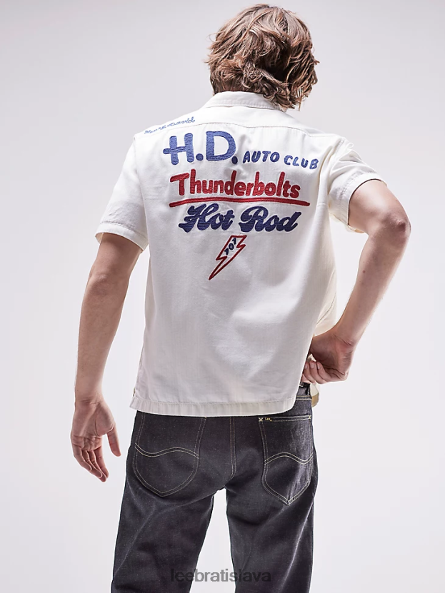 Lee oblečenie HL0J0R933 ecru muži európska kolekcia h.d. košeľa s krátkym rukávom na gombíky