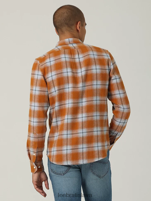 Lee oblečenie HL0J0R941 karamel muži európska kolekcia voľnočasová košeľa na gombíky