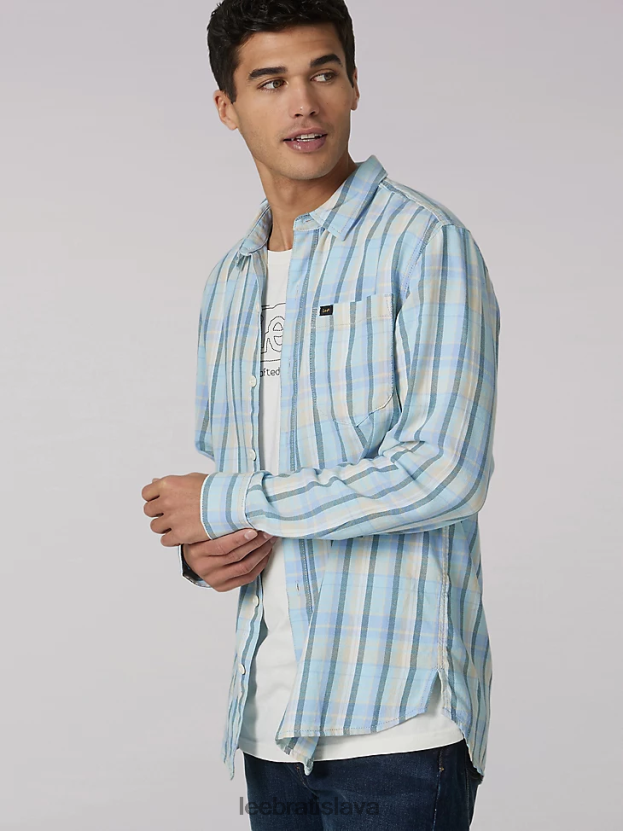 Lee oblečenie HL0J0R942 raj muži dedičná viacúčelová kockovaná košeľa s gombíkmi