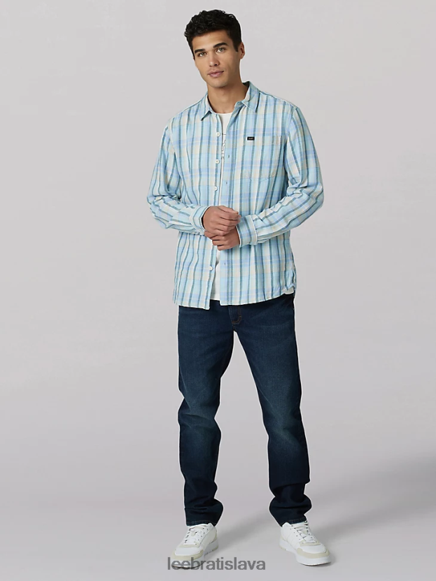 Lee oblečenie HL0J0R942 raj muži dedičná viacúčelová kockovaná košeľa s gombíkmi