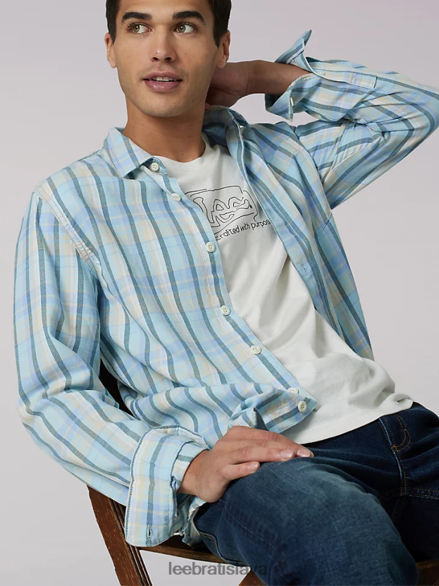 Lee oblečenie HL0J0R942 raj muži dedičná viacúčelová kockovaná košeľa s gombíkmi