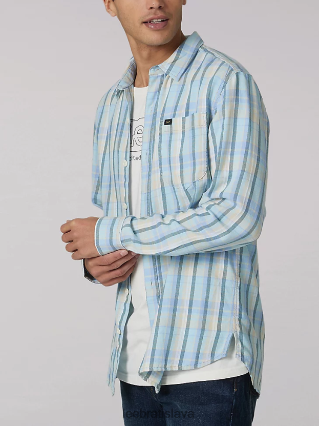 Lee oblečenie HL0J0R942 raj muži dedičná viacúčelová kockovaná košeľa s gombíkmi