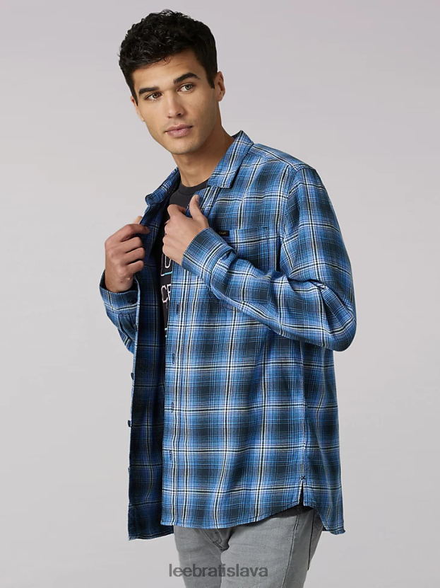 Lee oblečenie HL0J0R944 drevené uhlie muži dedičná viacúčelová kockovaná košeľa s gombíkmi