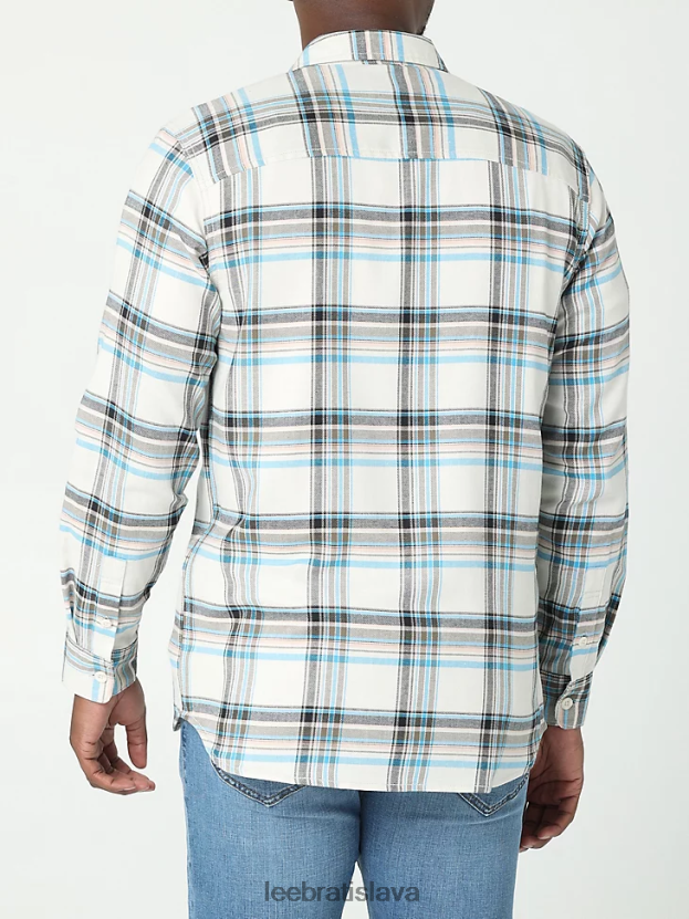 Lee oblečenie HL0J0R945 biely dym pléd muži univerzálna klasická strečová košeľa na gombíky