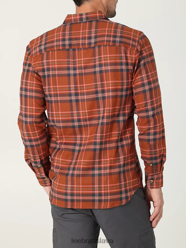 Lee oblečenie HL0J0R947 červenohnedý pléd muži univerzálna klasická strečová košeľa na gombíky