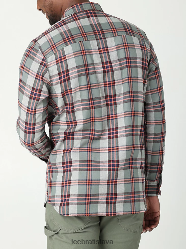 Lee oblečenie HL0J0R949 pevnosť zelená biely dym pléd muži univerzálna klasická strečová košeľa na gombíky