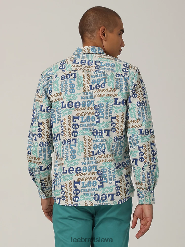 Lee oblečenie HL0J0R950 chetopová potlač muži dedičná košeľa s dvoma vreckami na gombíky