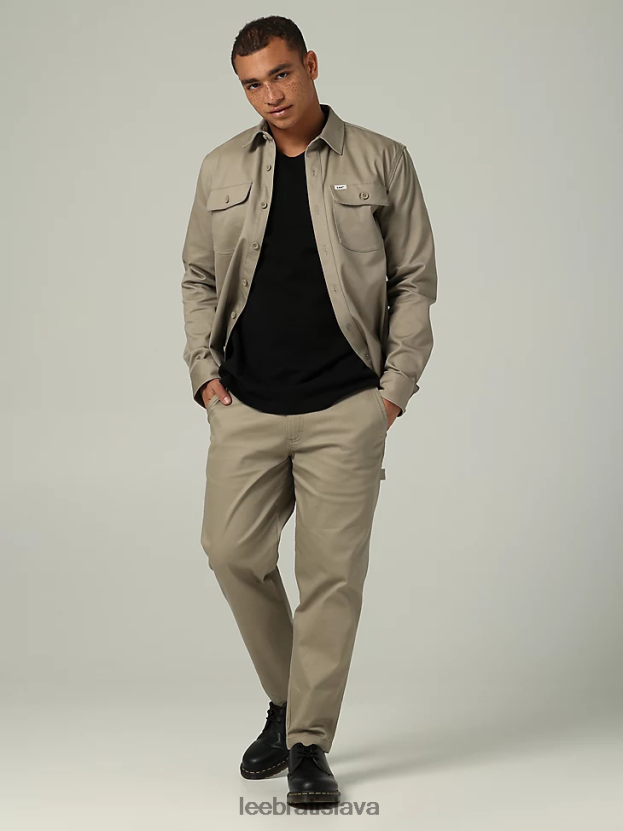 Lee oblečenie HL0J0R952 kc khaki muži chetopová košeľa s dvojitým vreckom a zapínaním na gombíky