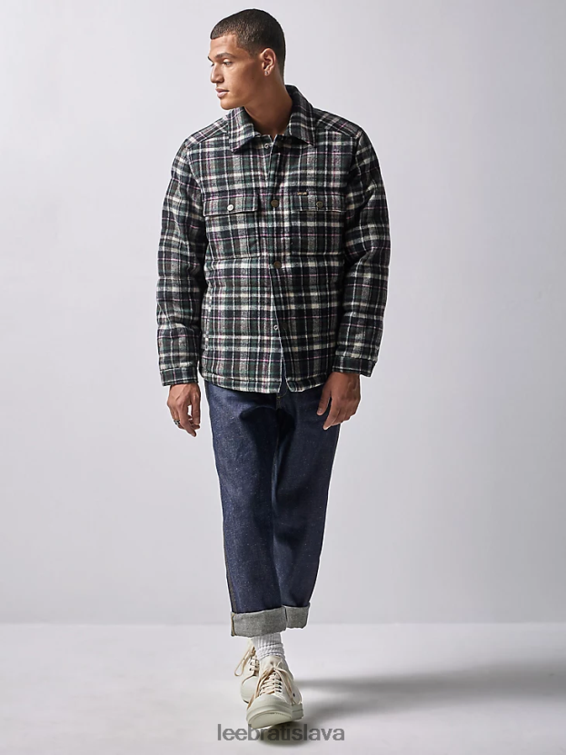 Lee x The Brooklyn Circus oblečenie HL0J0R938 biely dym/odbor-celo cierne muži prešívaná pracovná západná košeľa