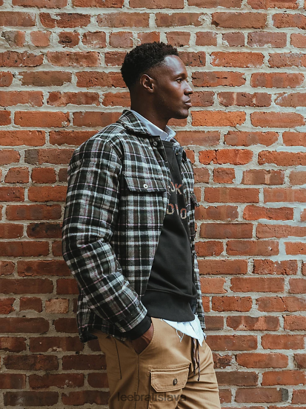 Lee x The Brooklyn Circus oblečenie HL0J0R938 biely dym/odbor-celo cierne muži prešívaná pracovná západná košeľa