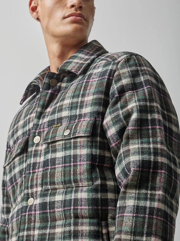 Lee x The Brooklyn Circus oblečenie HL0J0R938 biely dym/odbor-celo cierne muži prešívaná pracovná západná košeľa