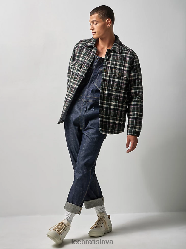 Lee x The Brooklyn Circus oblečenie HL0J0R938 biely dym/odbor-celo cierne muži prešívaná pracovná západná košeľa