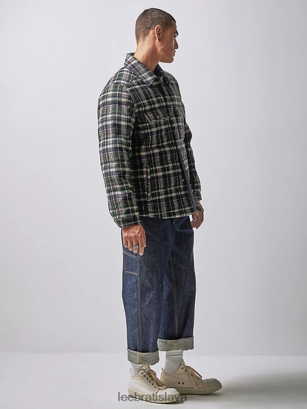 Lee x The Brooklyn Circus oblečenie HL0J0R938 biely dym/odbor-celo cierne muži prešívaná pracovná západná košeľa