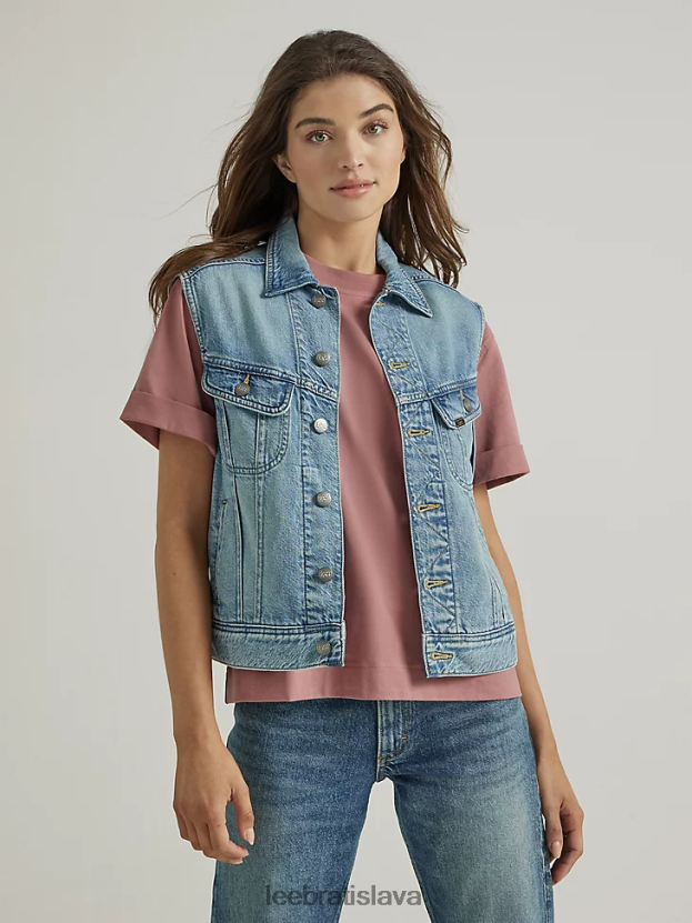 Lee oblečenie HL0J0R408 matná modrá ženy džínsová vesta