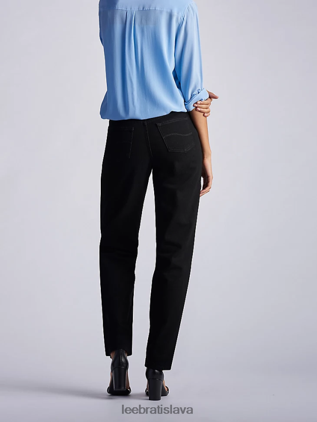 Lee oblečenie HL0J0R11 čisto čierna ženy 100% bavlnené džínsy uvoľneného strihu s rovnými nohavicami