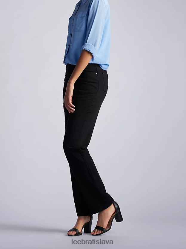 Lee oblečenie HL0J0R11 čisto čierna ženy 100% bavlnené džínsy uvoľneného strihu s rovnými nohavicami