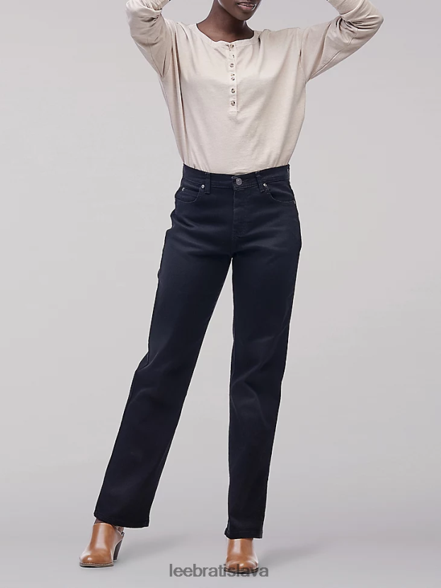 Lee oblečenie HL0J0R18 prémiová čierna ženy originálne džínsy s rovnými nohavicami v uvoľnenom strihu