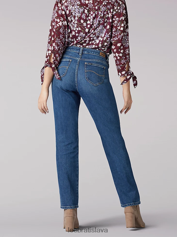 Lee oblečenie HL0J0R35 polnoc ženy okamžite zoštíhľuje uvoľnený strih rovných nohavíc džínsy klasického strihu (drobné)