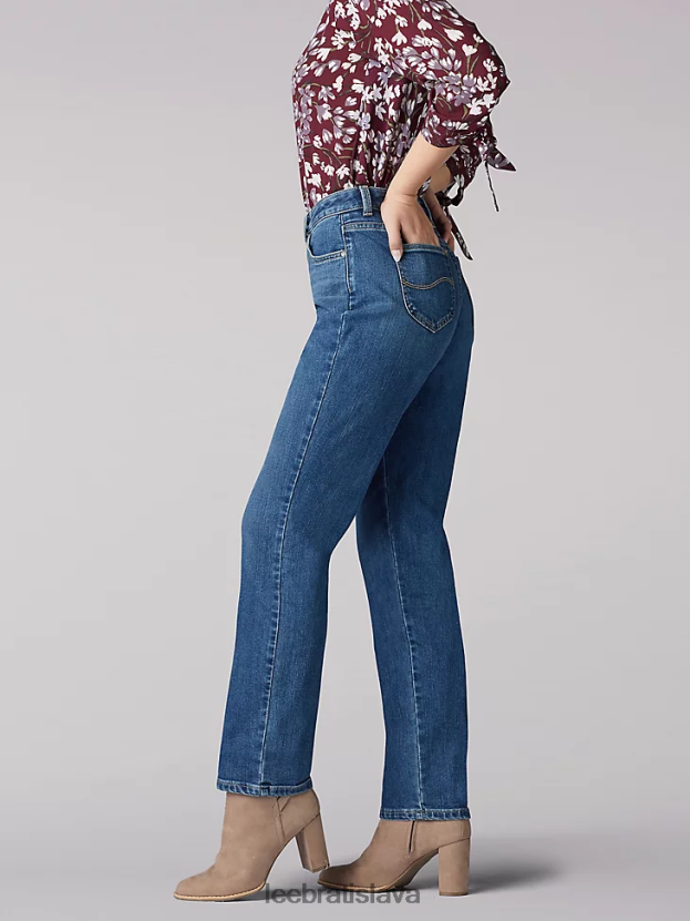 Lee oblečenie HL0J0R35 polnoc ženy okamžite zoštíhľuje uvoľnený strih rovných nohavíc džínsy klasického strihu (drobné)