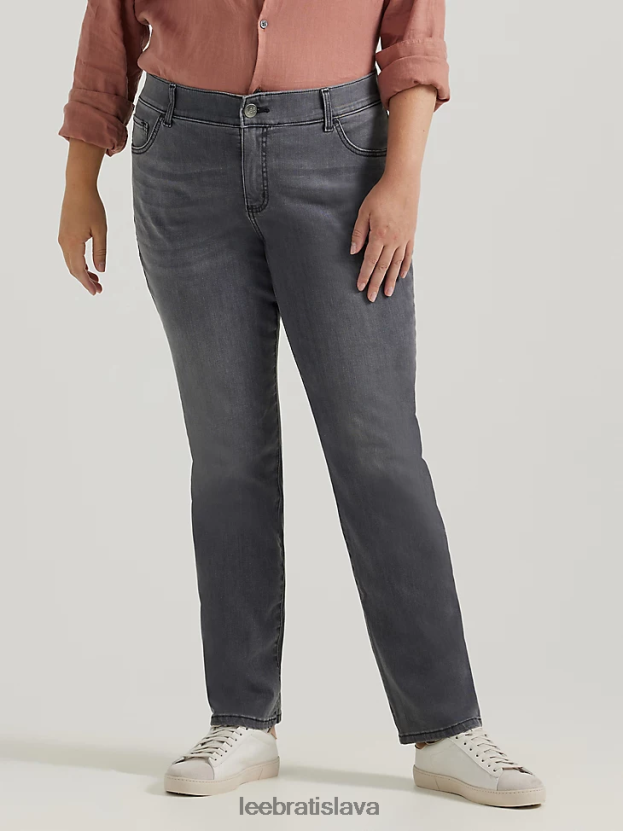 Lee oblečenie HL0J0R75 uhľovo šedá ženy ultra lux s flex motion regular fit džínsy s rovnými nohavicami (plus)