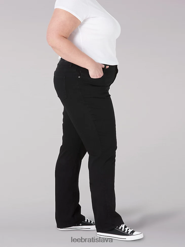 Lee oblečenie HL0J0R93 čierny ónyx ženy strečové džínsy uvoľneného strihu s rovnými nohami (plus)