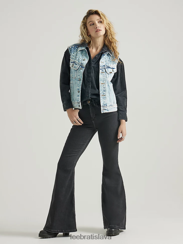 Lee oblečenie HL0J0R147 čierna Avery ženy vintage moderný vysoký vzostup vždy fit svetlice džínsy