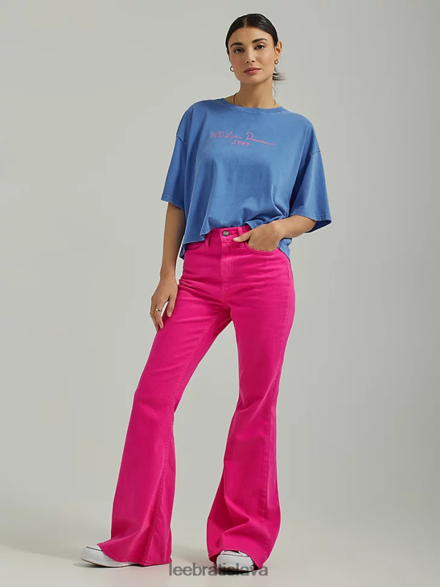 Lee oblečenie HL0J0R149 roxie ružová ženy vintage moderné vysoké svetlice džínsy