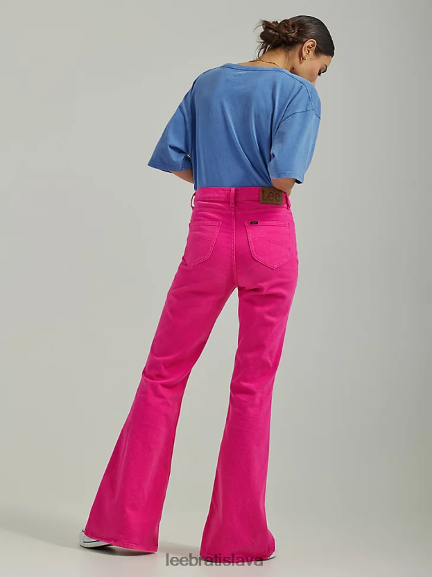 Lee oblečenie HL0J0R149 roxie ružová ženy vintage moderné vysoké svetlice džínsy