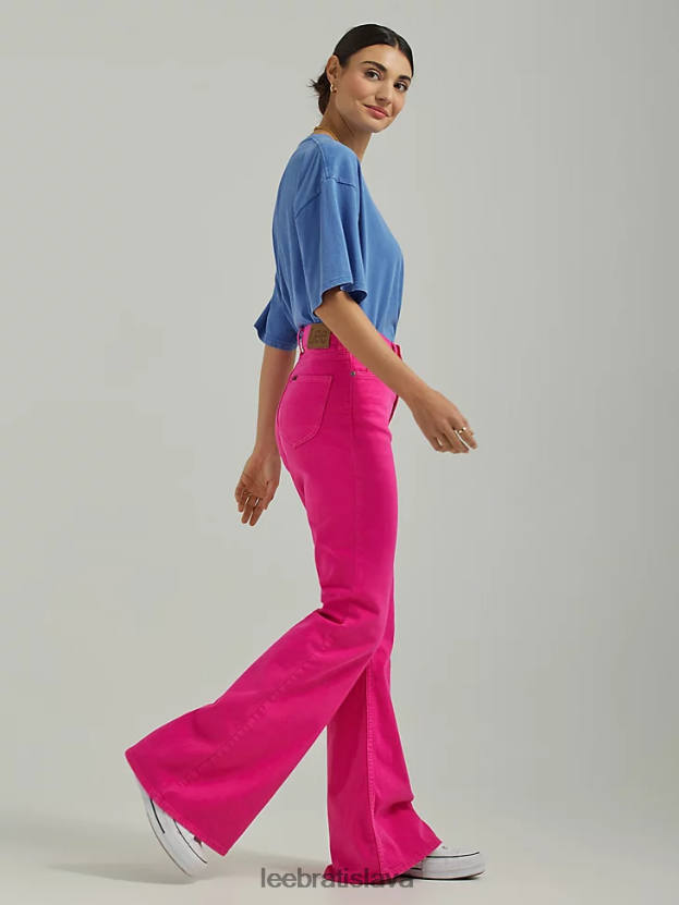 Lee oblečenie HL0J0R149 roxie ružová ženy vintage moderné vysoké svetlice džínsy