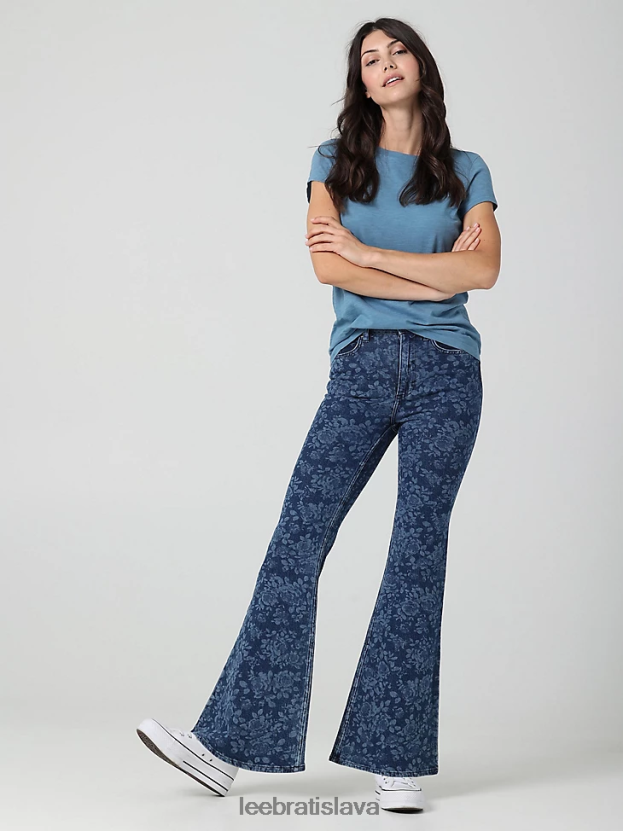 Lee oblečenie HL0J0R151 kvetinový laser ženy vintage moderné vysoké svetlice džínsy