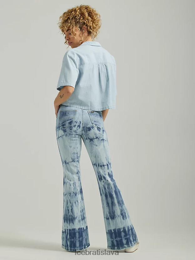 Lee oblečenie HL0J0R153 silná búrka ženy high rise tie dye flare džínsy