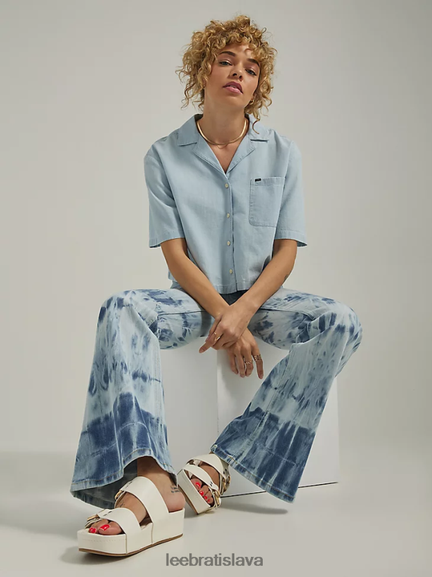 Lee oblečenie HL0J0R153 silná búrka ženy high rise tie dye flare džínsy